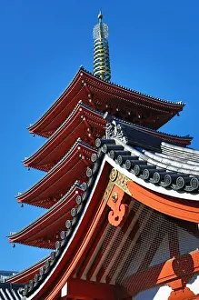 Shrines Prints: Pagoda at the Shinto Shrine at the Senso-Ji Temple, Tokyo