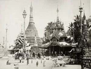 Pagoda Collection: Pagodas, temples, Ragoon, Yangon, Burma, Myanmar c. 1890