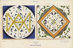 Painted pavement tiles from Rouen in the Chateau