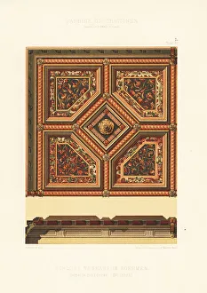 Ernst Wasmuth Prints: Painted wooden ceiling in Neuhaus Castle, Bohemia, 16th century