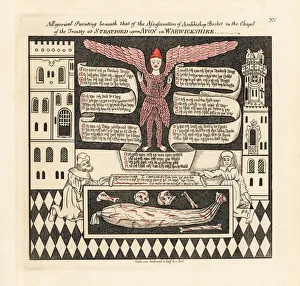 Becket Gallery: Painting of an angel, verses, castle towers