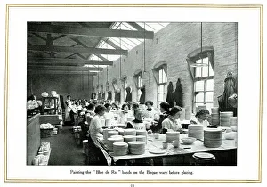 Bleu Prints: Painting bands before glazing, Alfred Meakin