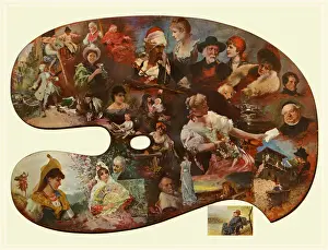 Painting on a palette by various German artists