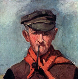 Jerome Collection: Painting of a Pipe Smoking Man