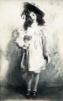 Painting of a young girl wearing a wide-brimmed hat