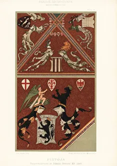 Paintings of coats of arms in the Palazzo Pretorio, Pistoia, Ita