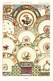 Racinet Prints: Paintings on Sevres porcelain, 18th century