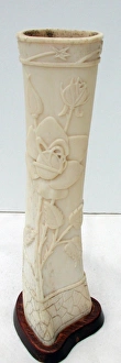 Images Dated 22nd July 2007: Pair of carved bone ornaments with raised foliate decoration