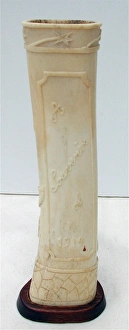 Images Dated 22nd July 2007: Pair of carved bone ornaments with raised foliate decoration