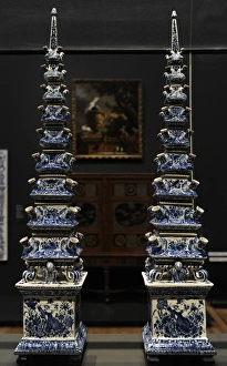 Images Dated 12th September 2013: Pair of Flower Pyramids, c. 1710-1720, by Lambertus van Eenh