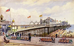 Deckchairs Prints: Palace Pier, Brighton, Sussex