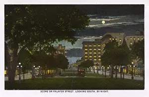 Palafox Street by night, Pensacola, Florida, USA