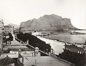 Palermo, Italy harbour and Monte Pellegrino