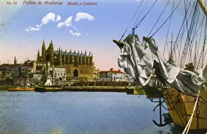 Palma Prints: Palma, Mallorca, Spain - Cathedral Sa Seu and Harbour