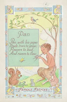 Steele Prints: Pan Sub-title Famous Fairies Text with his pipes