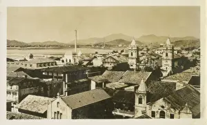 Assumption Prints: Panama City, Panama - view over the rooftops toward the Catedral Metropolitan de Nuestra