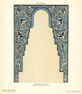 Tile Prints: Panel of decorative ceramic wall tiles with a foliage pattern, m