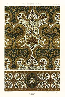 Stamped Prints: Panel of gilt leather with border, 17th century