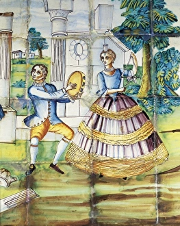 Mart Collection: Panel of Valencian glazed tiles with musical