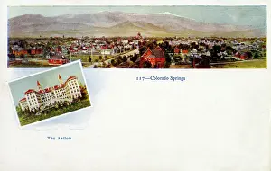Panorama of Colorado Springs, inset view - The Antlers Hotel