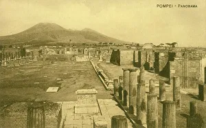 Excavated Prints: Panorama of the excavated Roman town of Pompeii