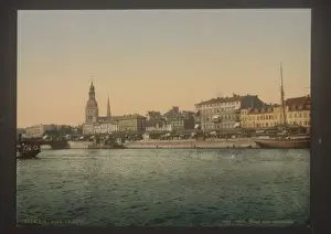 Panorama by the quay, Riga, Russia, (i. e. Latvia)