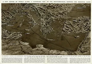 Images Dated 27th July 2017: Panoramic map of Mediterranean by G. H. Davis