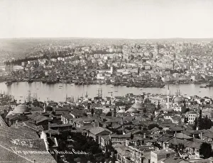 Rooftop Prints: Panoramic rooftop view Constantinople, Istanbul, Turkey