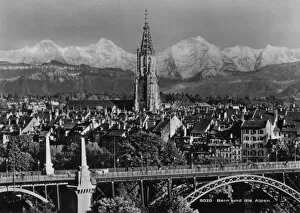 Images Dated 21st March 2016: A panoramic view of Bern, Switzerland - Alps in distance