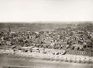 Archiecture Prints: Panoramic view of the city of Cairo with the pyramids