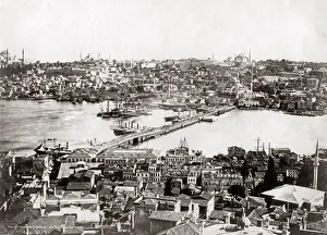 Panoramic view of Constantinople (Istanbul) Turkey, circa 18