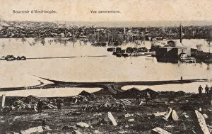 Adrianople Gallery: Panoramic view of the flooding at Edirne, Turkey