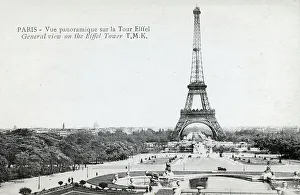 Unattributed Prints: Panoramic view including the Eiffel Tower, Paris, France