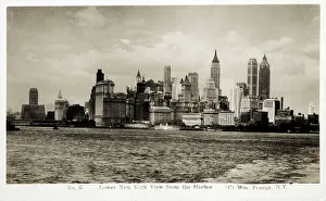 Skyscrapers Prints: Panoramic view of Manhattan - Lower New York from the Harbor