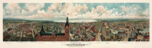 Images Dated 9th May 2012: Panoramic view of Milwaukee, Wis. Taken from City Hall tower