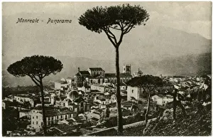 Sicilian Prints: Panoramic view of Monreale, Sicily, Italy