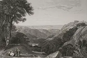 Panoramic view of Mount Lebanon. Engraving by Ransonnette