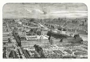 Images Dated 13th September 2017: Panoramic view of Paris with Louvre, 1855