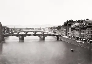Ponte Prints: Panoramic view, Ponte Vecchio, River Arno, Florence, Italy