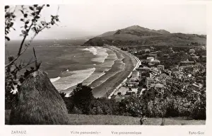 Gipuzkoa Prints: Panoramic View of the shoreline at Zarauz, Spain