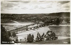 Panoramic view of Temuco, Chile showing the bridges