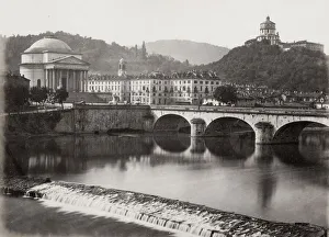 Barrier Prints: Panoramic view of Torino, Turin, Italy, taken across the River Po