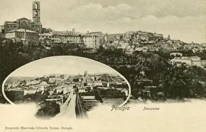 Two panoramic views of Perugia, Umbria, Italy. Date: 1905