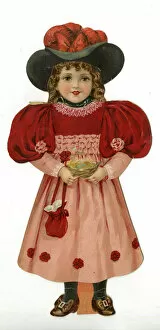 Paper Doll in red and pink costume