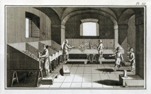 Alembert Gallery: Paper factory. Paper cutting. Lllustration from