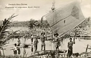 Guinea Prints: Papua New Guinea - Indigenous people - outrigger canoes