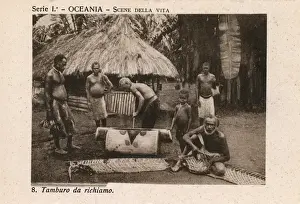 Mats Prints: Papua New Guinea - Preparing a Large Decoy Drum