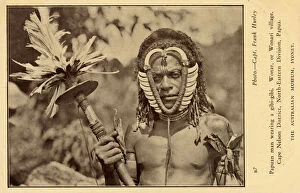 Papuan Man wearing a gibi-gibi - Wonar village