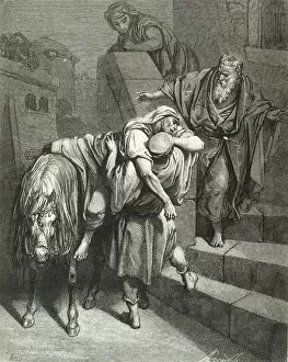 Exhausted Collection: Parable of the Good Samaritan. Engraving by Gustave Dore. 19