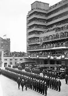 London Fire Brigade Prints: Parade of firefighters at the opening of new Lambeth HQ